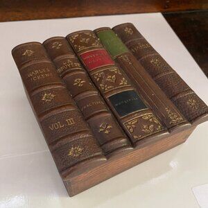 Vintage Books Wood and Ceramic Decorative Box